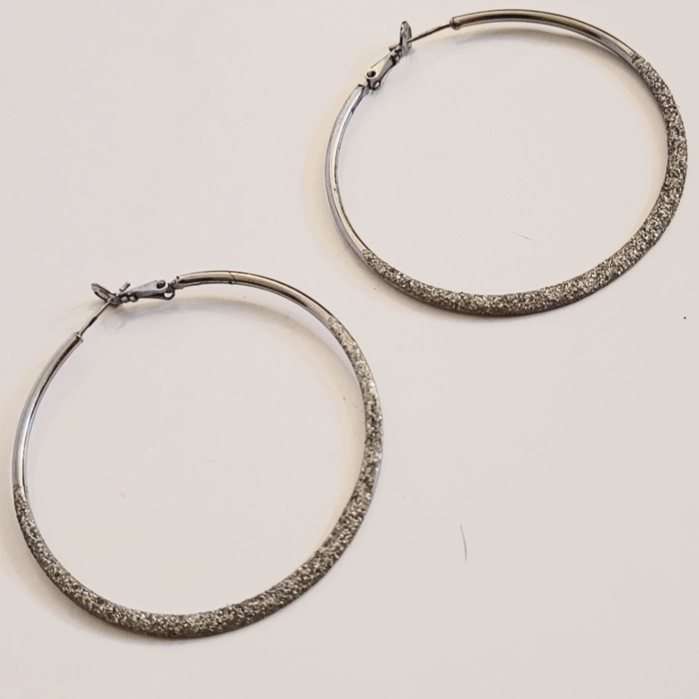 Silver/Sparkle hoops